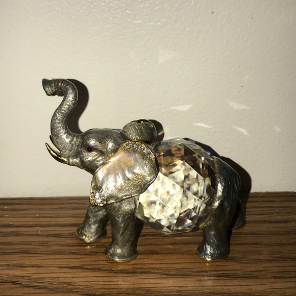 Other - Really cute metal elephant with glass crystal body.